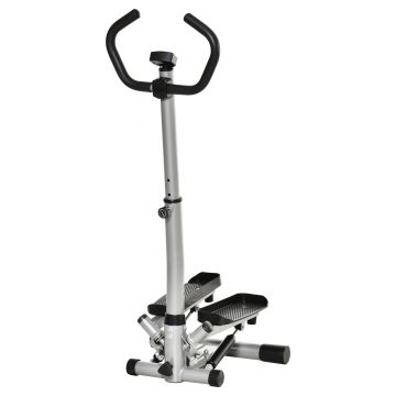 HOMCOM Stepper cu Monitor LCD, Mânere Reglabile și Benzi Elastice, Negru și Argintiu | Aosom Romania