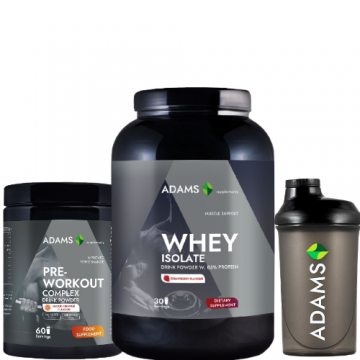 Pachet Izolat proteic din zer (căpșuni), 908g & PreWorkout Complex