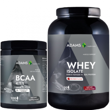 Pachet Izolat proteic din zer (căpșuni) & BCAA fara aroma