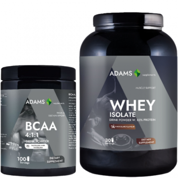 Pachet Izolat proteic din zer (ciocolata), 908g & BCAA 4:1:1 (fara aroma), 400g