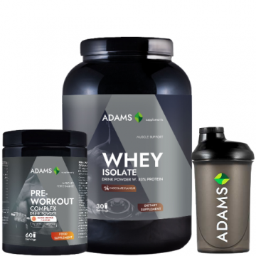 Pachet Izolat proteic din zer (ciocolata), 908g & PreWorkout Complex