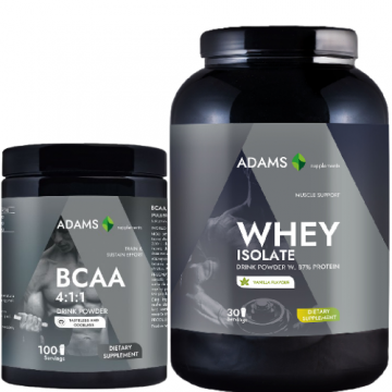 Pachet Izolat proteic din zer, vanilie, 908g & BCAA 4:1:1 (fara aroma), 400g