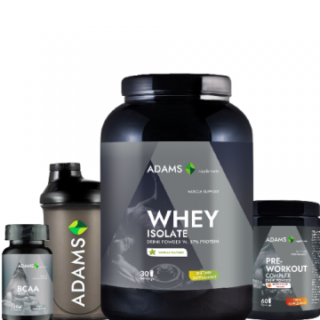 Pachet Izolat vanilie + BCAA + PreWorkout + Shaker