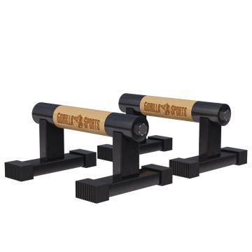 Set de 2 manere push-up din lemn si otel, Gorilla Sports
