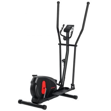 SPORTNOW Bicicletă eliptică pentru casă ultra-silențioasă, magnetică cu 8 nivele rezistență, ecran LED, senzor de puls, negru | Aosom Romania