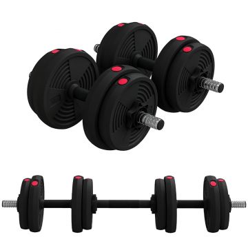 SPORTNOW Haltere 2 în 1 ajustabile, gantere cu mânere antiderapante, 15KG - Bare incluse | Aosom Romania