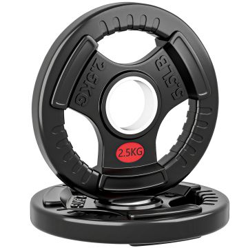 SPORTNOW Set Discuri de Greutate 2x2.5kg cu Gaură de 5cm și 3 Mânere din Oțel și Plastic | Aosom Romania