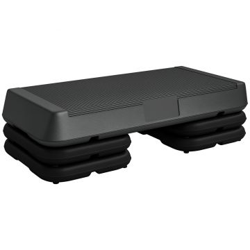 SPORTNOW Stepper aerobic fitness înălțime reglabilă 3 nivele 10/15/20 cm suprafață antiderapantă plastic, gri | Aosom Romania