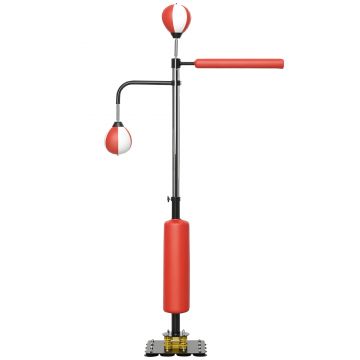 SPORTNOW Suport pentru sac de box, două mingi de viteză, tijă de box rotativă, pernă de lovituri, reglabil pe înălțime, Oțel, 107 x 36 x 140-205 cm | Aosom Romania