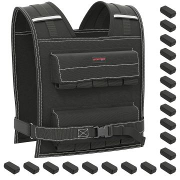 SPORTNOW Vestă grea 20 kg reglabilă vestă de greutate reglabilă pentru bărbați și femei bandă reflectorizantă 50 x 40 cm negru | Aosom Romania