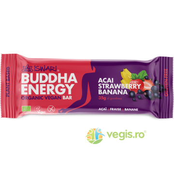 Baton Energizant cu Acai, Capsuni si Banane fara Gluten Ecologic/Bio 35g