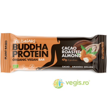Baton Proteic cu Migdale Prajite si Cacao fara Gluten Ecologic/Bio 47g