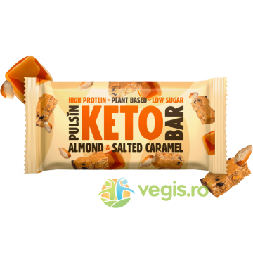 Baton Proteic Keto cu Migdale si Caramel Sarat 50g