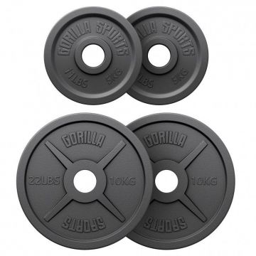 Discuri Olimpice din fontă 50/51 mm Negre 1,25-25 KG Gorilla Sports