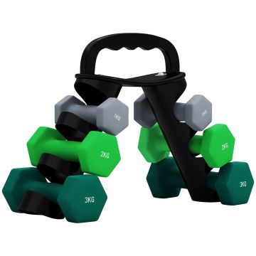 SPORTNOW Set de Gantere de Sală cu Suport Pliabil, 2x1 kg, 2x2 kg, 2x3 kg, Gantere Hexagonale de Metal cu Mâner, Antrenament Fitness Acasă, Multicolor | Aosom Romania SPORTNOW Set de Gantere de Sală cu Suport Pliabil, 2x1 kg, 2x2 kg, 2x3 kg, Gantere Hexagonale de Metal cu Mâner, Antrenament Fitness Acasă, Multicolor | Aosom Romania