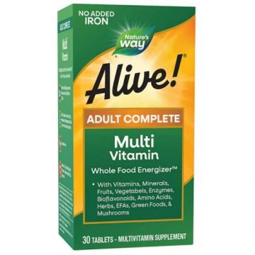 Alive! fara fier adaugat, 30tab, Natures Way Alive! fara fier adaugat, 30tab, Natures Way