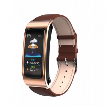 Bratara Smart Eleganta Techstar® AK12 Gold, Piele, Waterproof, Unisex, Monitorizare Somn, Cardiaca, IP65 Bratara Smart Eleganta Techstar® AK12 Gold, Piele, Waterproof, Unisex, Monitorizare Somn, Cardiaca, IP65