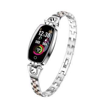 Bratara Smart Fitness Sport Argintie Waterproof si Eleganta pentru Dama H8 cu Monitorizare Somn si Cardiaca