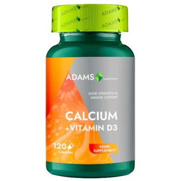 Calciu + Vitamina D3, 120cps, Adams Supplements Calciu + Vitamina D3, 120cps, Adams Supplements