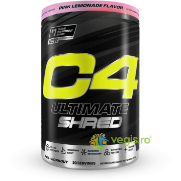Cellucor C4 Ultimate Shred - Formula Avansata Pre-Workout pentru Definire cu Aroma de Limonada Roz 406g