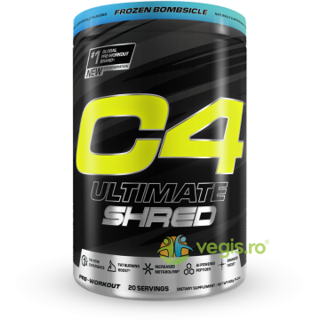 Cellucor C4 Ultimate Shred Pre-Workout - Formula Avansata pentru Definire cu Aroma de Frozen Bombsicle 406g
