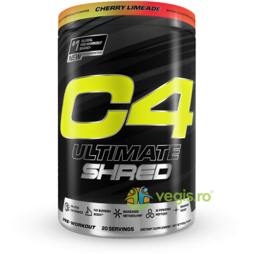 Cellucor C4 Ultimate Shred Pre-Workout - Formula Avansata pentru Definire cu Aroma de Limonada cu Cirese 402g