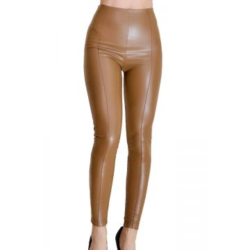 Colanti Augusta, din piele ecologica, vatuiti, cu dunga pe mijloc, Maro