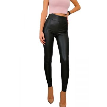 Colanti vatuiti Desire din piele ecologica, Negru