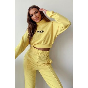 Compleu sport Mood, pantaloni si bluza pe gat, Galben