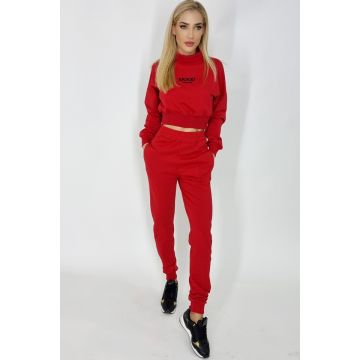 Compleu sport Mood, pantaloni si bluza pe gat, Rosu