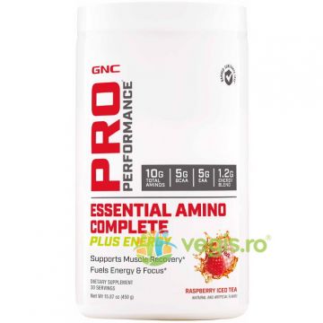 Essential Amino Complete Plus Energy - Aminoacizi cu Aroma de Ceai de Zmeura Pro Performance 450g