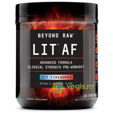 Formula Pre-Workout cu Aroma de Icy Fireworks Beyond Raw Lit Af 443.6g