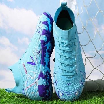 Ghete de fotbal MBrands, 8.3 cu glezna pentru teren sintetic, culoare turcoaz