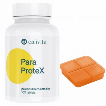 Set supliment alimentar si cutie pilule, CaliVita, recomandat antiparazitar, ParaProtex 100 tablete