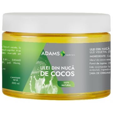 Ulei din nuca de Cocos, uz alimentar, 500ml, Adams Supplements