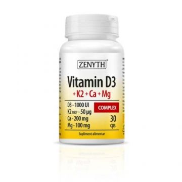 Vitamin D3+K2+Ca+Mg Complex, 30cps, Zenyth Vitamin D3+K2+Ca+Mg Complex, 30cps, Zenyth