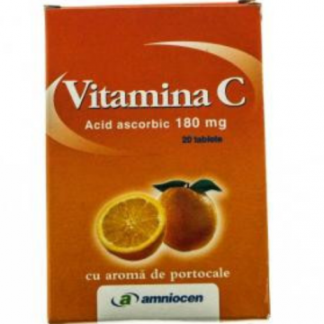 Vitamina C cu Aroma de Portocale 180mg 24cpr Amniocen