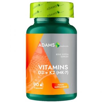 Vitamina D3 + K2, 90cps, Adams Supplements Vitamina D3 + K2, 90cps, Adams Supplements