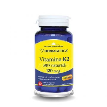 Vitamina K2 mk7 Naturala 60cps, Herbagetica Vitamina K2 mk7 Naturala 60cps, Herbagetica