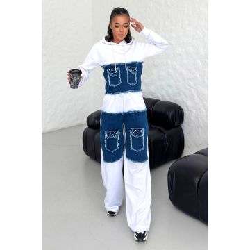 Compleu casual MIRRA Pearl, cu bumbac si denim, Alb