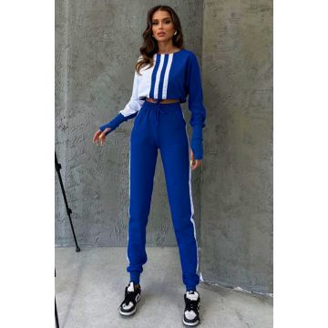 Compleu sport One Balance, bluza cu manseta tip manusa, snur in talie si pantaloni cu banda elastica, Albastru