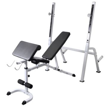 vidaXL Bancă antrenament rastel greutăți, set haltere/gantere, 60,5kg