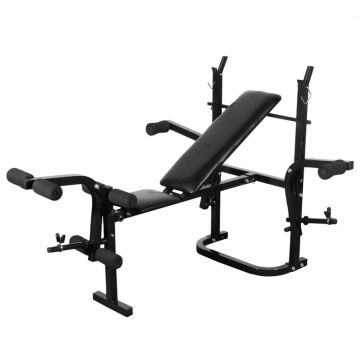 vidaXL Bancă de greutăți cu raft, set de gantere și haltere, 60,5kg