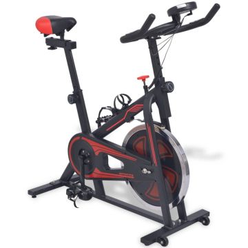 vidaXL Bicicletă antrenament fitness, cu senzor puls, negru și roșu