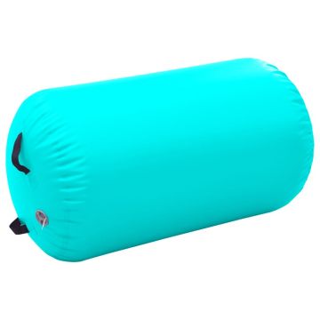 vidaXL Rulou de gimnastică gonflabil cu pompă, verde, 100 x 60 cm, PVC