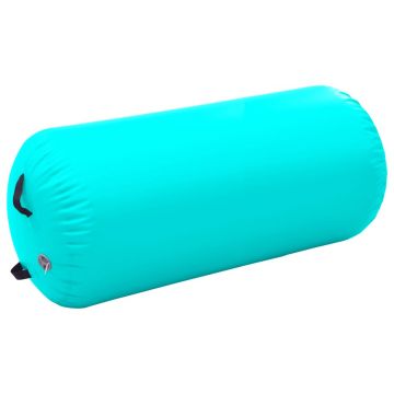 vidaXL Rulou de gimnastică gonflabil cu pompă, verde, 120 x 75 cm, PVC