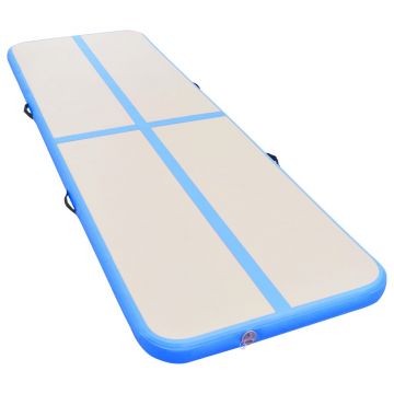 vidaXL Saltea gimnastică gonflabilă cu pompă albastru 600x100x10cm PVC