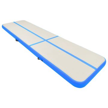 vidaXL Saltea gimnastică gonflabilă cu pompă albastru 600x100x20cm PVC