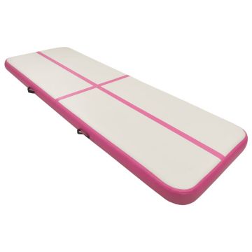 vidaXL Saltea gimnastică gonflabilă cu pompă roz 300x100x20 cm PVC