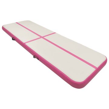 vidaXL Saltea gimnastică gonflabilă cu pompă roz 500x100x20 cm PVC